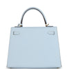 Hermes Kelly Sellier 25 Bleu Brume Epsom Gold Hardware