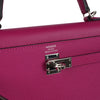 Pre-owned Hermes Kelly Sellier 25 Rose Pourpre Epsom Palladium Hardware