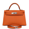 Hermes Kelly Sellier 20 Orange Epsom Palladium Hardware
