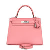 Pre-owned Hermes Kelly Sellier 28 Rose Confetti Epsom Palladium Hardware