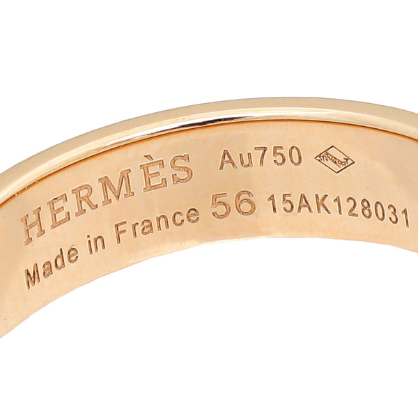 Hermes 18K Rose Gold Collier de Chien Small Model Ring 56
