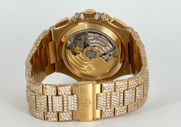 Nautilus Chronograph Rose Gold ICED OUT FULL SET