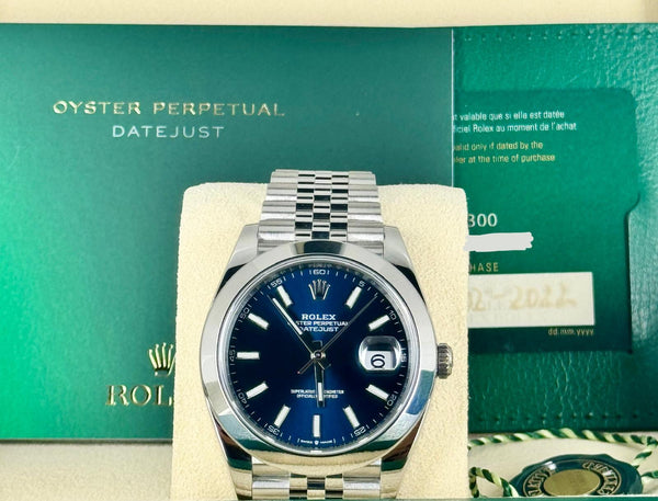Datejust 41 Certified Jubille Blue Stick Dial Full Set 2022