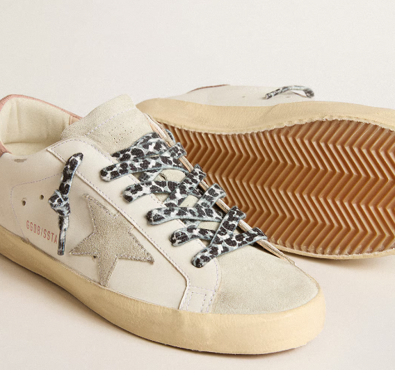 Super-Star with ice suede star and pink lizard print heel tab