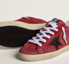 Women's Super-Star in red suede with glitter star and white heel tab