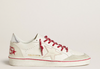 Men's Ball Star LTD CNY in white leather with a lived-in effect
