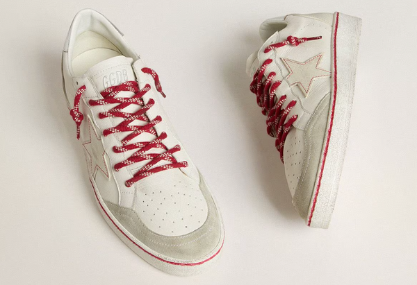 Men's Ball Star LTD CNY in white leather with a lived-in effect