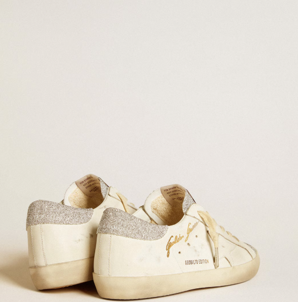 Super-Star LTD Donna in pelle bianca con inserti in micro cristalli Swarovski