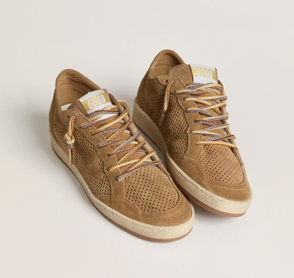 Ball Star Donna con tomaia forata in suede color tabacco e stella ton sur ton