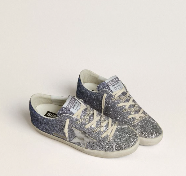 Super-Star LTD in glitter multicolor con stella in pelle laminata argento