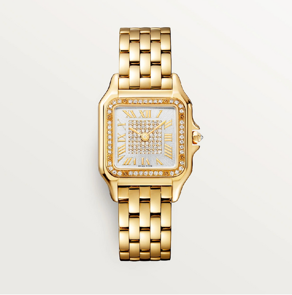 Cartier PanthÃ¨re Medium Yellow Gold with Paved Diamond Dial & Bezel â€“ 104 Factory Diamonds