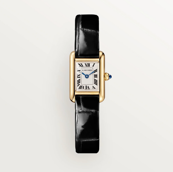 Cartier Tank Louis Mini Watch â€“ 750 Yellow Gold, Quartz, Black Alligator Strap, Silver Dial