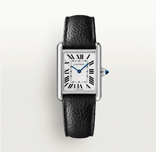 Cartier Tank Must SolarBeat Large Photovoltaic Stainless Steel Black Leather Strap