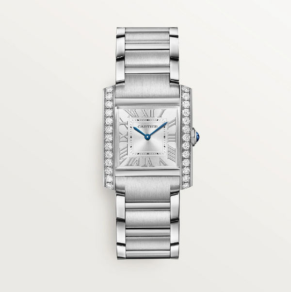 Cartier Tank FranÃ§aise Medium 32mm x 27mm Diamond Bezel Stainless Steel Quartz Watch