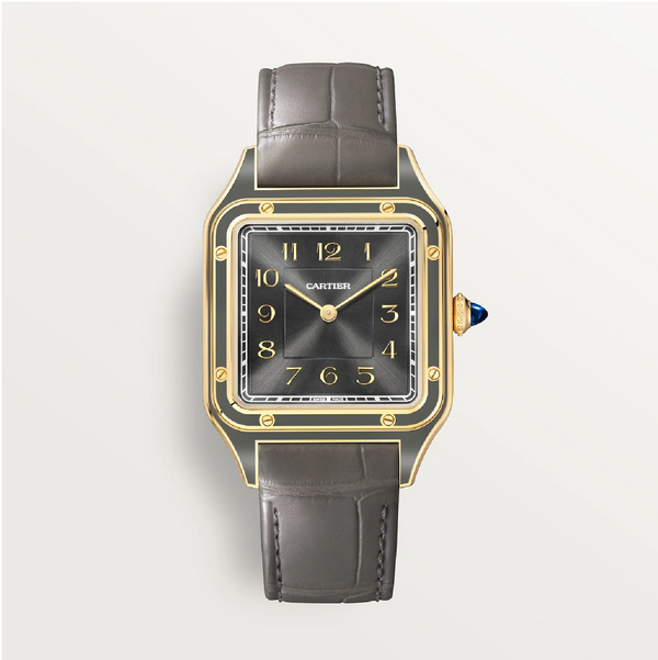 Santos-Dumont Watch Large Model Yellow Gold Taupe Grey Dial