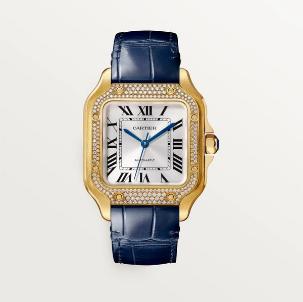 Santos de Cartier Medium Yellow Gold Diamond Bezel Automatic