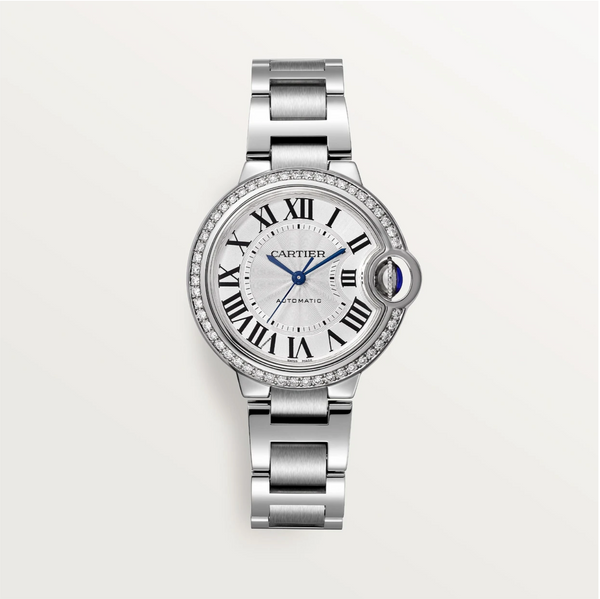 Ballon Bleu de Cartier 33mm Steel Diamond Bezel Automatic Watch