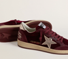 Ball Star Donna in velluto bordeaux con stella e talloncino in pelle laminata oro