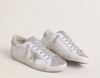 Women’s Super-Star with gray suede star and silver glitter inserts