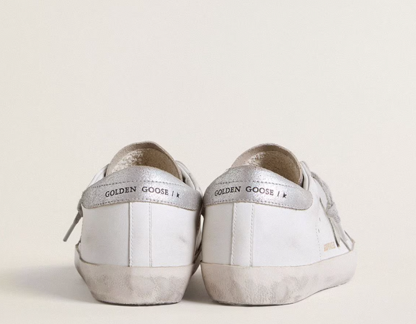 Women’s Super-Star with gray suede star and silver glitter inserts