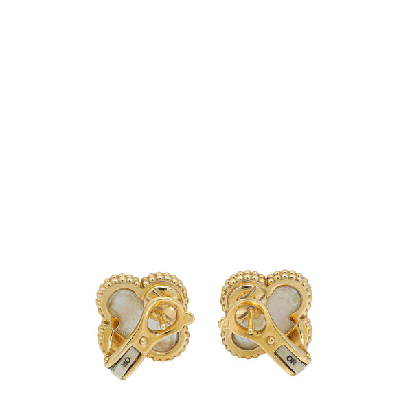 Van Cleef & Arpels 18K Yellow Gold MOP Vintage Alhambra Earrings