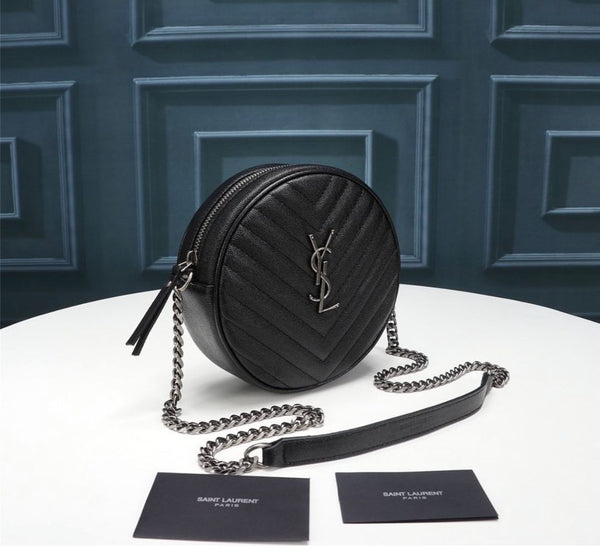 YSL CAMERA BAG VINYLE TONDA IN PELLEBLACK