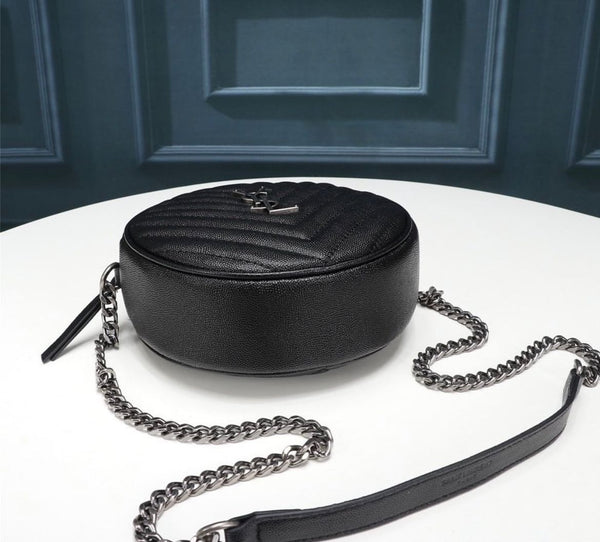 YSL CAMERA BAG VINYLE TONDA IN PELLEBLACK