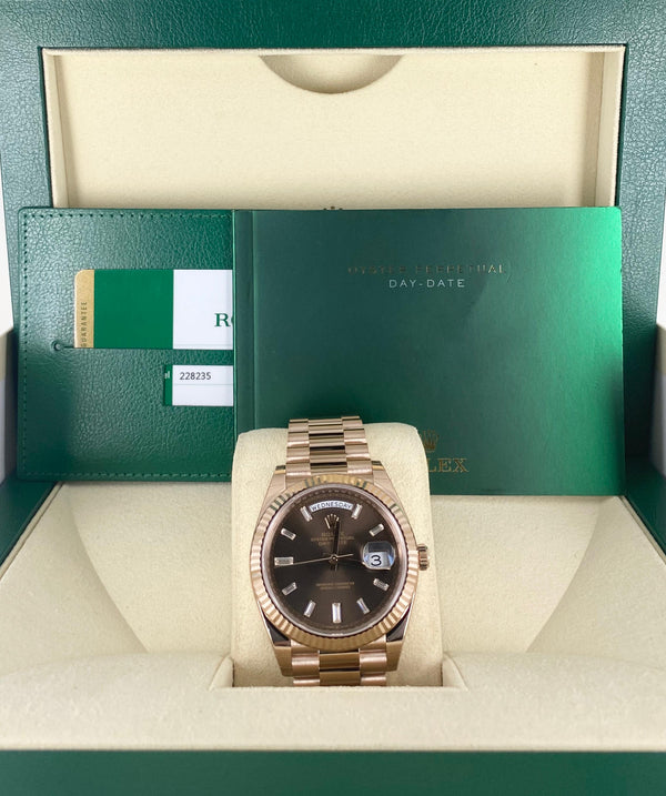 Rolex Day-Date, Rose Gold, Chocolate dial