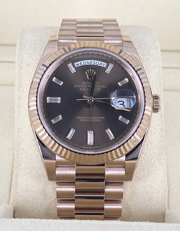 Rolex Day-Date, Rose Gold, Chocolate dial