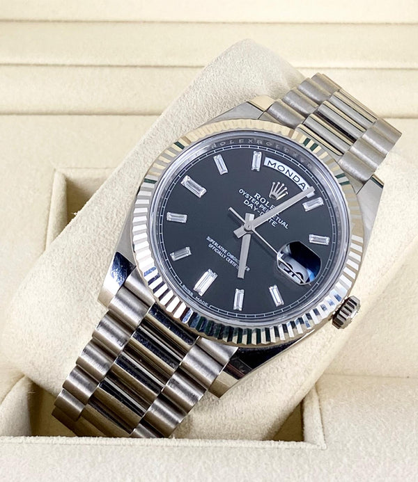Rolex Day Date 40, White Gold, Box and Papers