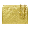 CHANEL 1989-1991 Gold Lambskin Diamond Shoulder Bag
