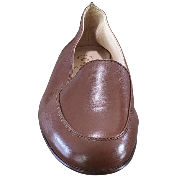 Chanel 1990s Marron Kid Ballet Flat Pumps Ballerines en Chevreaux Xtra Soft Sz 38.5, New!