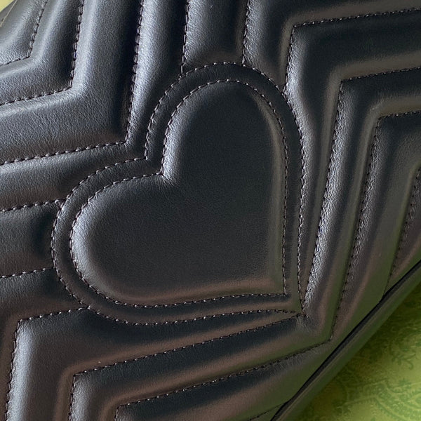 GG MARMONT MEDIUM METELASSE' BLACK SHOULDER BAG