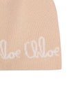 Berretto per bambina Chloé Kids beige con logo ricamato