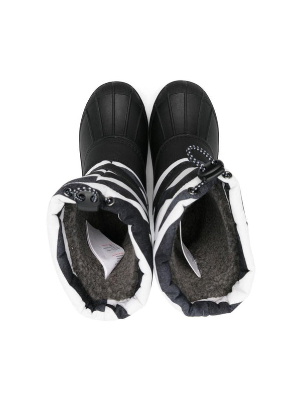 Stivali per bambino Molo nero con inserti bianchi e pelliccia interna