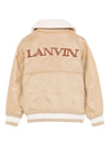 Bomber per bambino Lanvin Enfant beige con logo ricamato