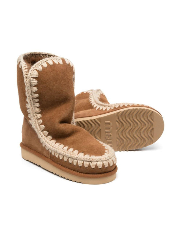 Stivali con cuciture a contrasto per bambina Mou Kids marrone con punta tonda