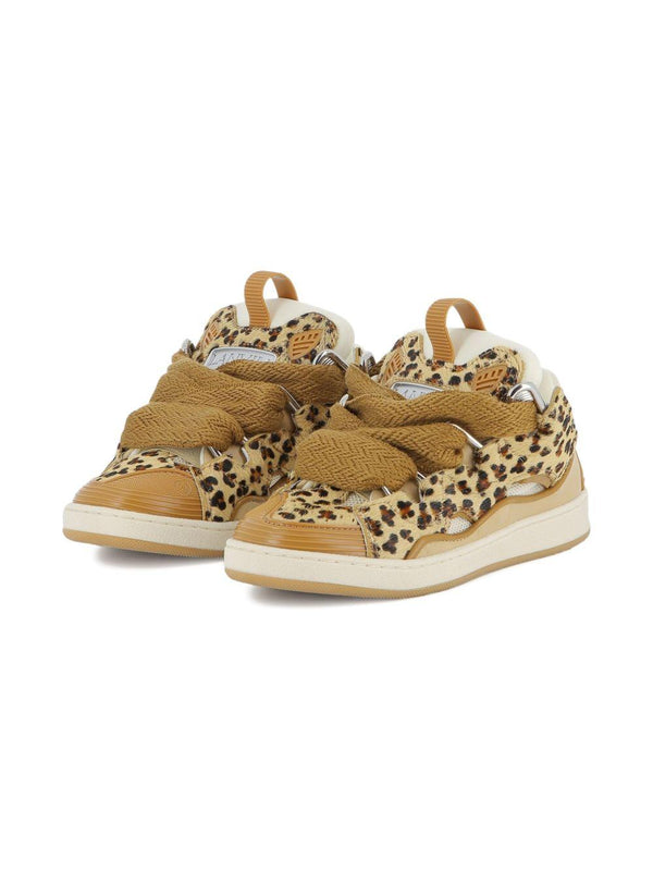 Sneakers per bambina Lanvin Enfant beige con stampa leopardata