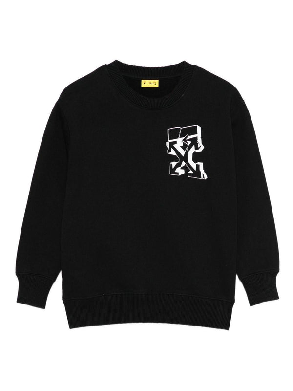 Felpa per bambino Off-White Kids nera con logo stampato