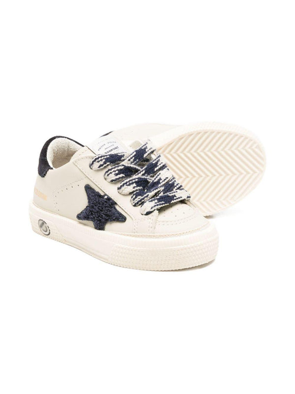 Sneakers per bambino Golden Goose Kids beige con lacci e applicazione a stella