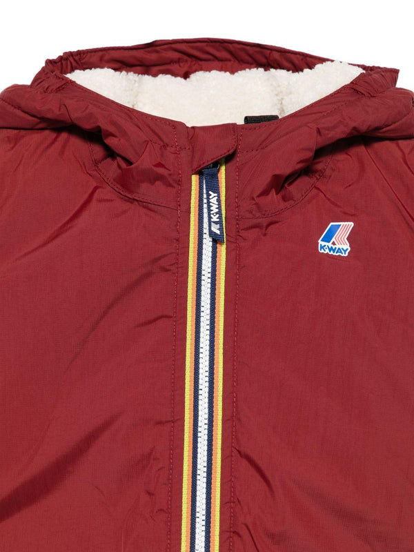 Giacca per neonati K Way Kids bordeaux con cappuccio e zip frontale