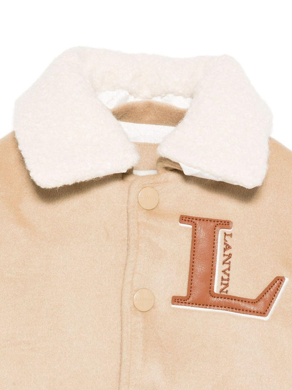 Bomber per bambino Lanvin Enfant beige con logo ricamato