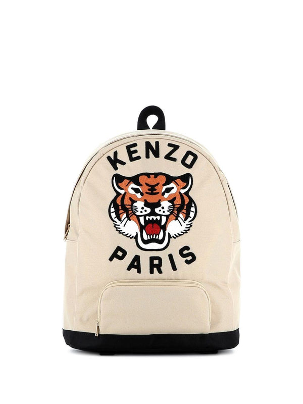 Zaino per bambini Kenzo Kids beige con ricamo con logo
