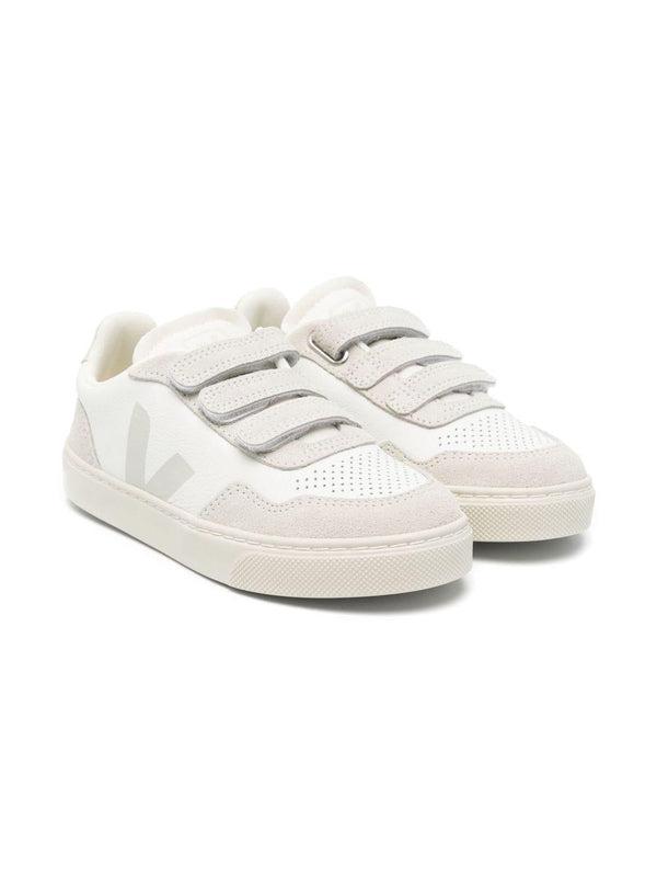 Sneakers V-90 per bambini VEJA Kids bianco con chiusura frontale a strappo