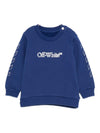 Felpa per neonato Off-White Kids blu con logo stampato e striscie diagonali sulle maniche