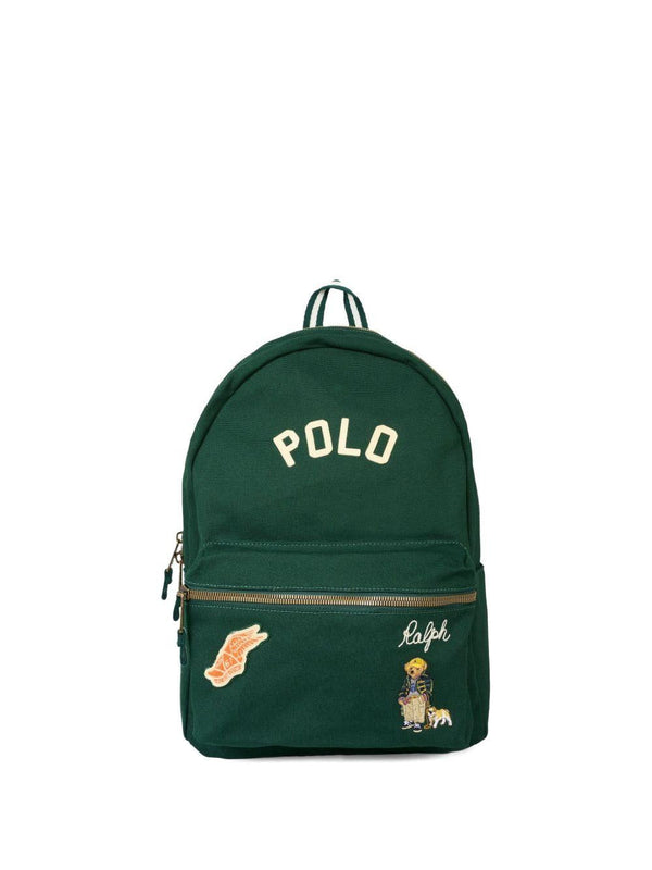 Zaino per bambini Polo Ralph Lauren Kids verde con toppa ricamata