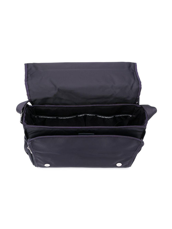 Borsa fasciatoio per neonati Emporio Armani Kids blu con logo argento