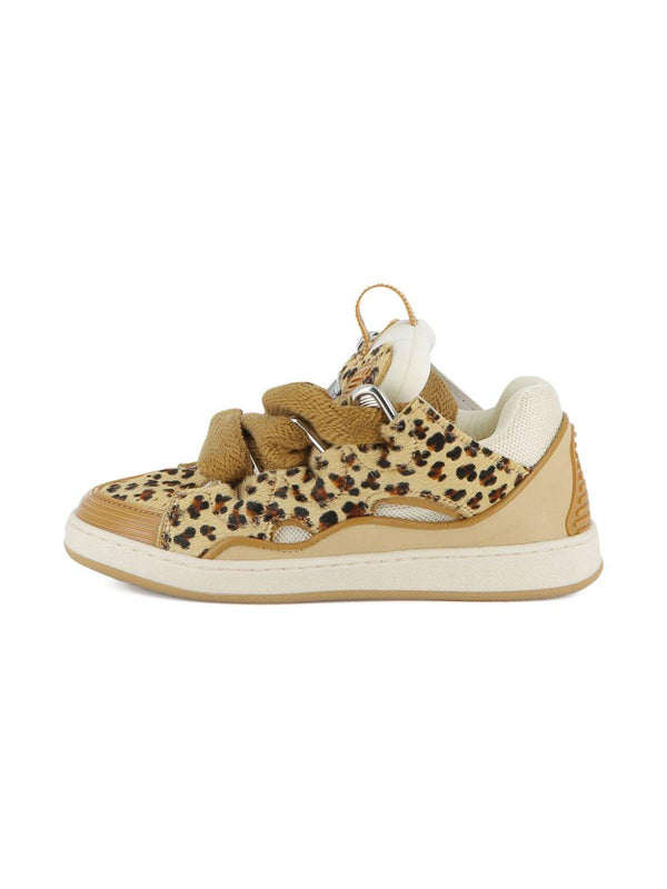 Sneakers per bambina Lanvin Enfant beige con stampa leopardata