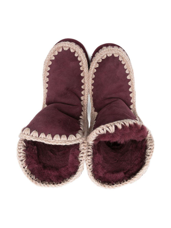 Stivali per bambina Mou Kids rossi con rifiniture all'uncinetto