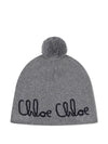 Berretto per bambina Chloé Kids grigio con ricamo con logo